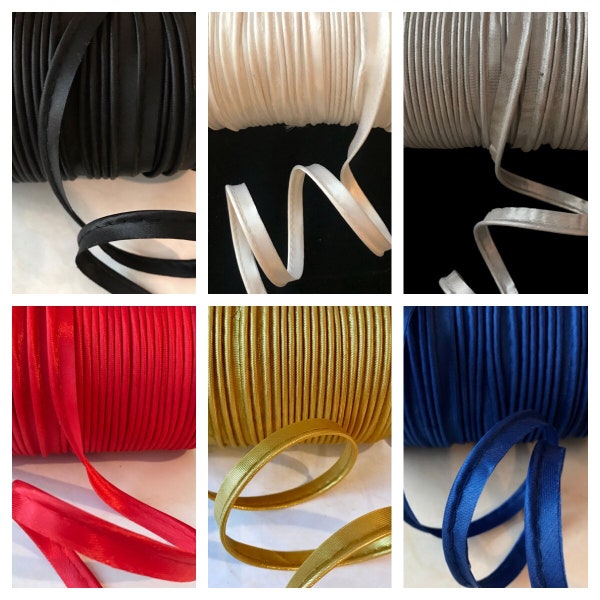 Cord-Edge -Piping Trim Satin -Lip Cord for Clothing Pillows, Lamps, Draperies