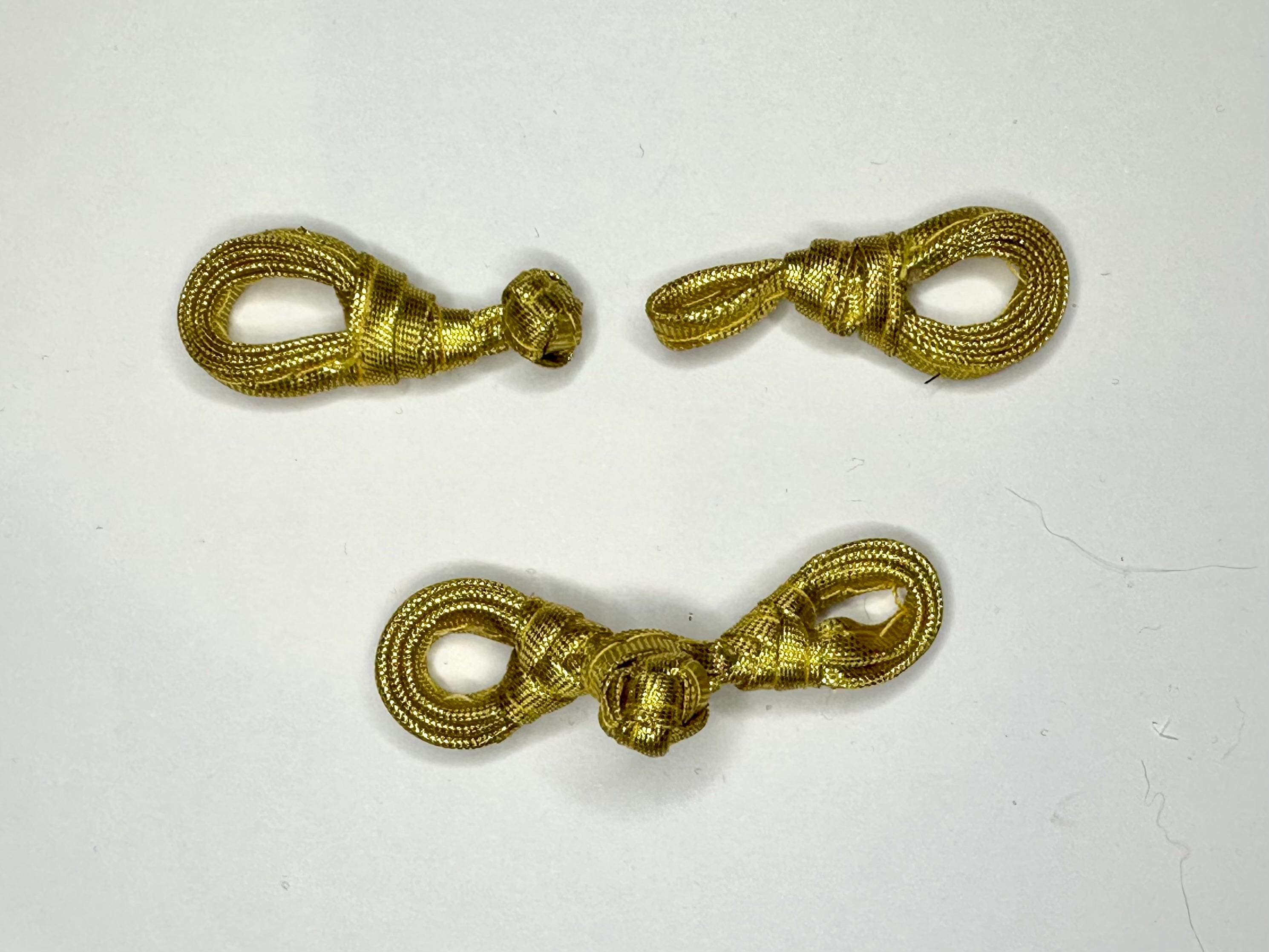 GNSN Chinese Frog Fasteners Button Pair - Gold Knot Closures For Hanfu, Vintage Clothing DIY - View #3