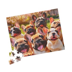 Rompecabezas, dulce selfie de bulldog francés, rompecabezas, divertida noche de juegos en familia, pasatiempo relajante, regalo para amantes de los perros, rompecabezas de bulldog francés
