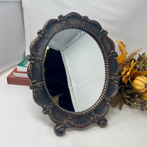 Vintage Vanity Framed Mirror, Wall Hanging Mirror or Portrait Style Framed Mirror for Desk, Vanity, Bathroom, Scrying Mirror, Dart 1943