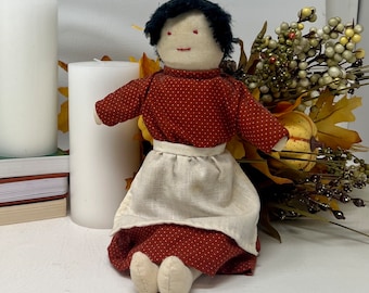 Vintage Stoffpuppe, Primitive Mädchen Puppe, Stoffpuppe mit Kleid, handgemachte Vintage Puppe, Primitive Puppe, Home Decor, Kinderzimmer Dekor, Spielzeugpuppe