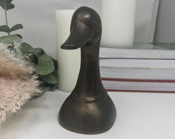 Vintage massief messing boekensteun eend halverwege de eeuw messing vogelplankdecor 6"