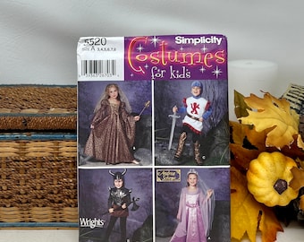 Simplicity Costumes for Kids Sewing Pattern, Size A 3-8, Uncut Complete, Princess, Queen, Knight, Sewing Pattern, Kids Sewing Pattern, 5520