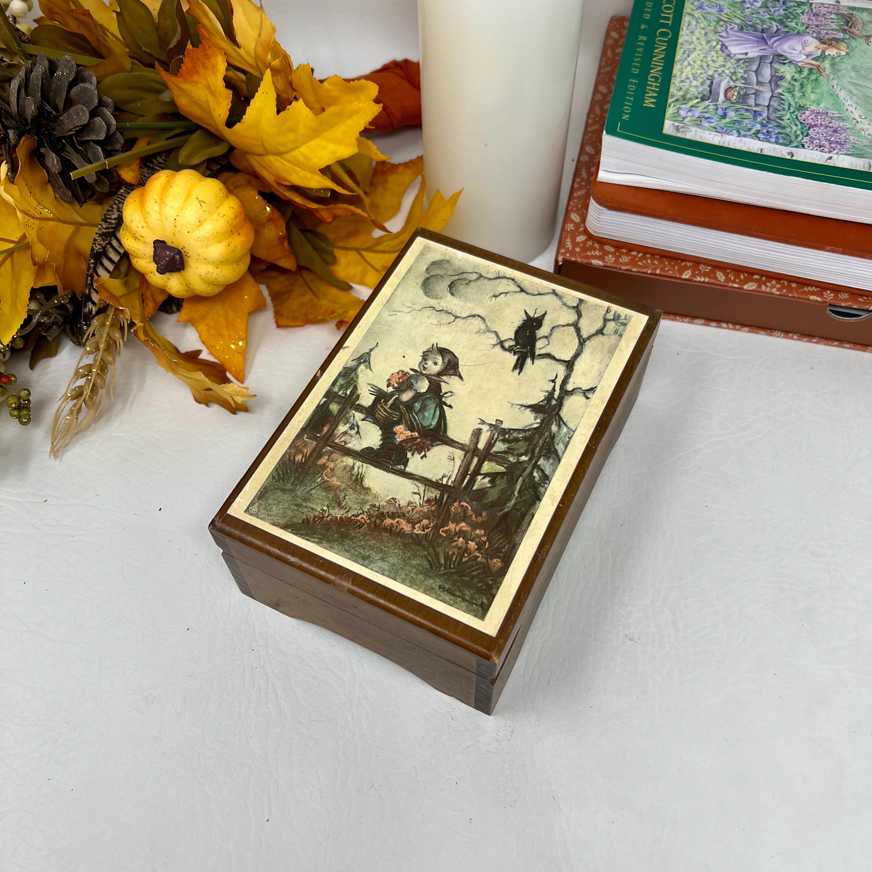 Vintage Reuge Swiss Hummel Style Music Box, Wooden Jewelry Box