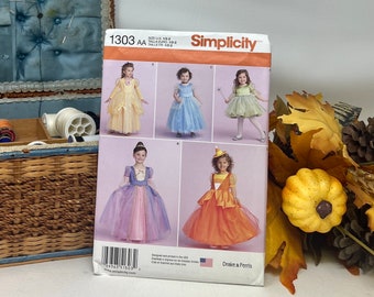 Simplicity Costume Dress Pattern Size 1/2-2, Uncut Complete, Toddler Girls Dress, Sewing Pattern, Halloween Costume, Ball Gown, 1303