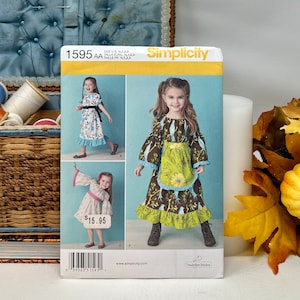 Simplicity Girls Dress Sewing Pattern, Size A 1/2-3, Uncut Complete, Girls Dress, Toddlers Dress, Sewing Pattern, Two Lengths, 1595