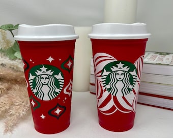 Starbucks Reusable Collectible Christmas Cup 16oz Holiday Red Ornament Design with Lid