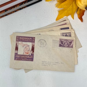 Busta commemorativa d'epoca per il 100° anniversario del governo dello stato del Michigan, busta affrancata, oggetto da collezione del servizio postale degli Stati Uniti, 1935