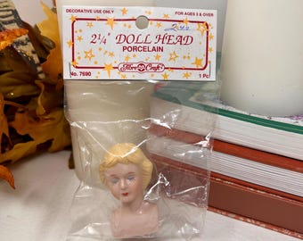 Vintage Fibre-Craft Porcelain Doll Parts | 2.25" & 2.5" Doll Heads + 1 5/8" Hands | DIY Dollmaking, Miniature Art, Altered Art, Assemblage