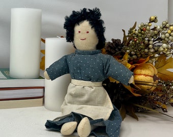 Vintage Stoffpuppe, Primitive Mädchen Puppe, Stoffpuppe mit Kleid, handgemachte Vintage Puppe, Primitive Puppe, Home Decor, Kinderzimmer Dekor, Spielzeugpuppe