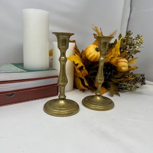 Vintage Pair of 2 Brass Taper Candlestick Holders HEAVY, Elegant Brass Tabletop Candle Holders, Brass Candlestick Holders, Set of 2