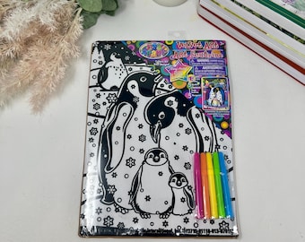 Lisa Frank Velvet Art Pinguine Poster zum Ausmalen, Original 1990s Original Ausmalbild