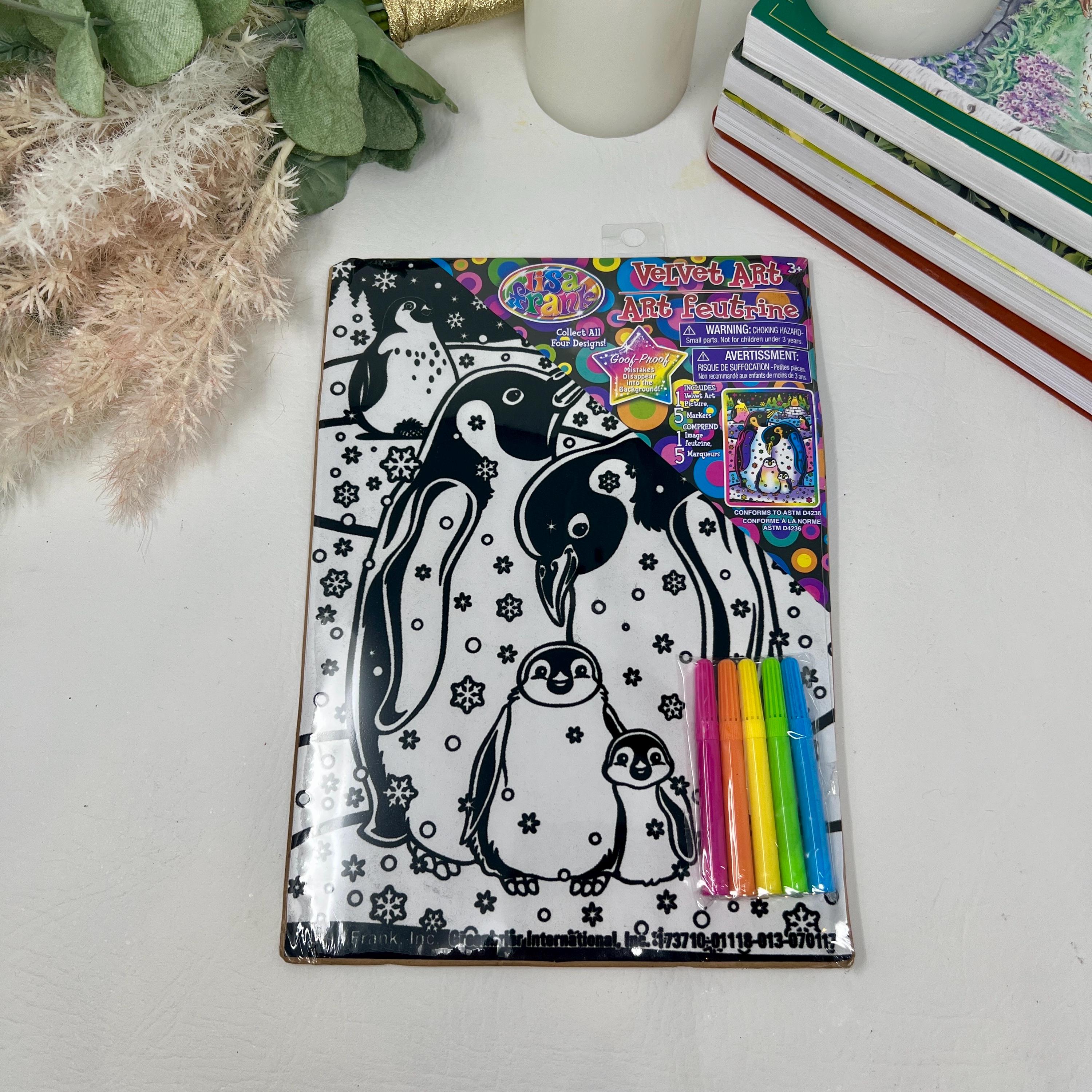 Lisa Frank Velvet Art Penguins Poster, NOS 1990s Sealed Coloring
