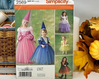 Simplicity 2569 Girls Costume Dress Sewing Pattern Size AA 1/2-3 Uncut Complete Princess Dress Pattern