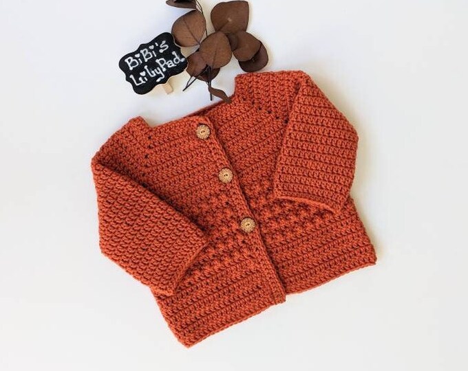 Crochet Burnt Orange Baby Sweater 612 Mos. Handmade Fall Knit Etsy