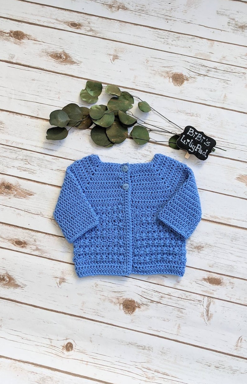 Handmade Unisex Baby Sweater Size 3-6 mos Baby Shower. Baby Gift Crochet Blue Baby Sweater