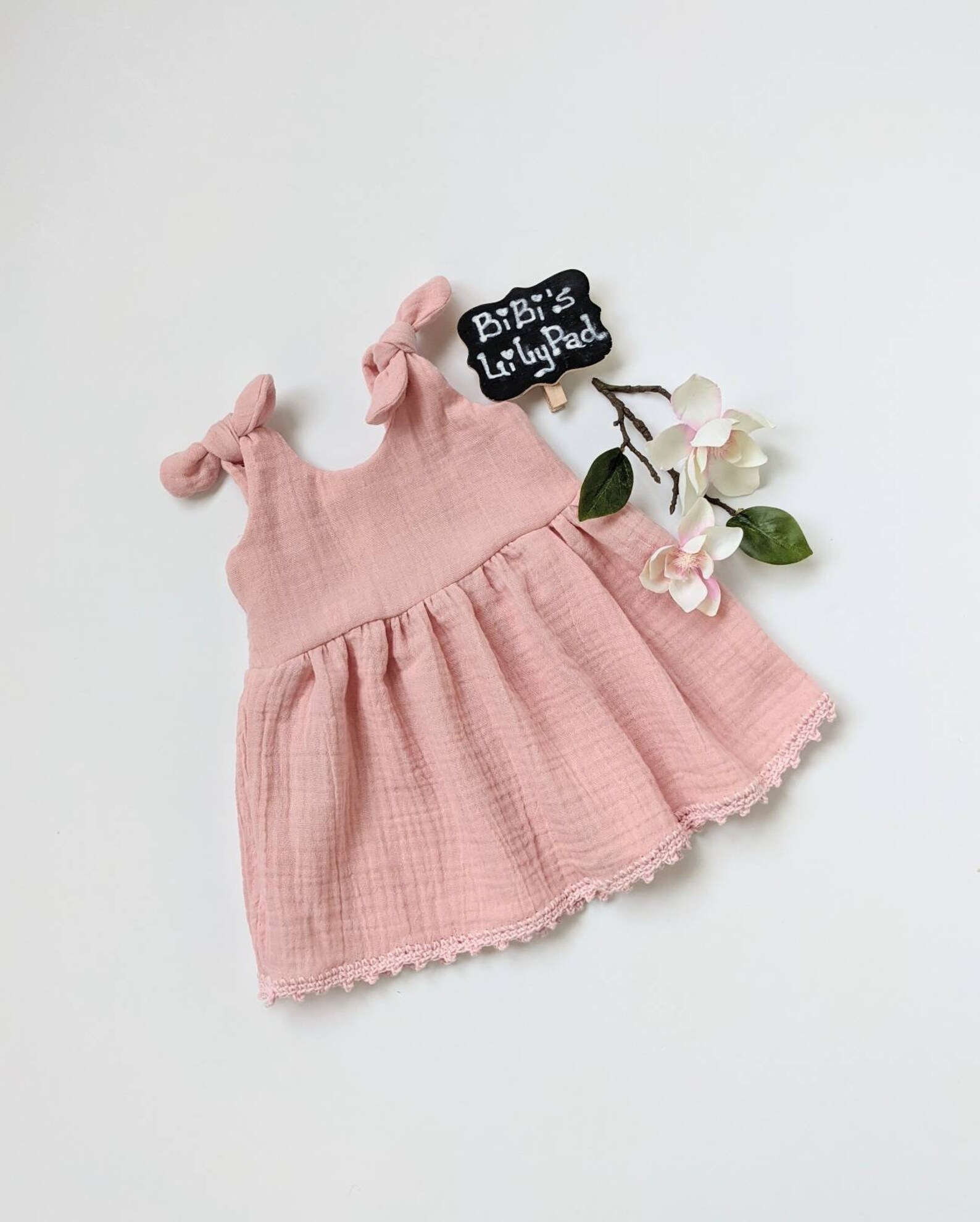Cotton Muslin Baby Dress 03 mos. Pink Newborn Baby Dress. Etsy
