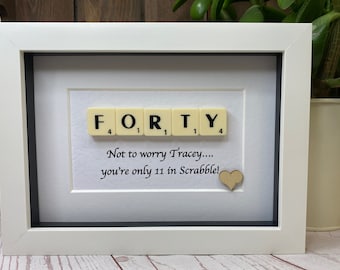 Any age gift, 40th birthday gift, 50th birthday gift, 60th birthday gift, Scrabble  gift, Personalised age gift, Gift under 20 pounds