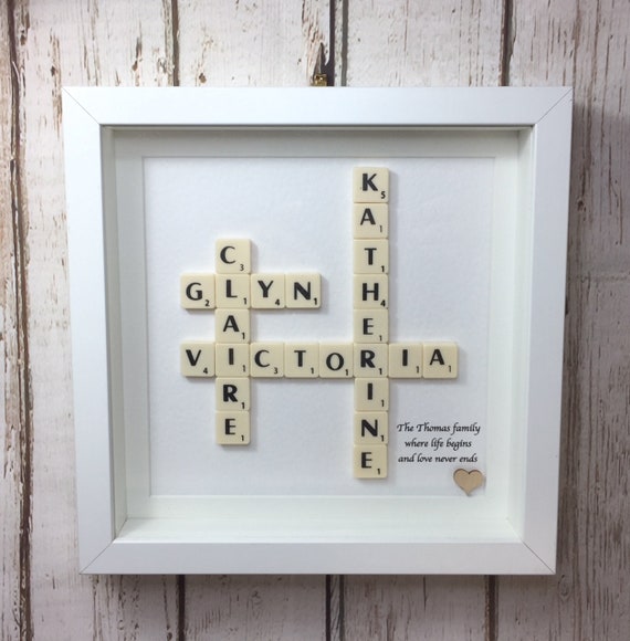 Personalised FAMILY Scrabble FRAME Picture Gift KEEPSAKE Any Names