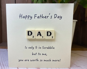 Handmade Fathers Day card, Father's Day card, Fathers Day Scrabble card, Card for dad,  Scrabble card, Father's Day