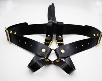 Deluxe Strapon Harness with Gold Buckles. Vegan and Eco Friendly. MATURE
