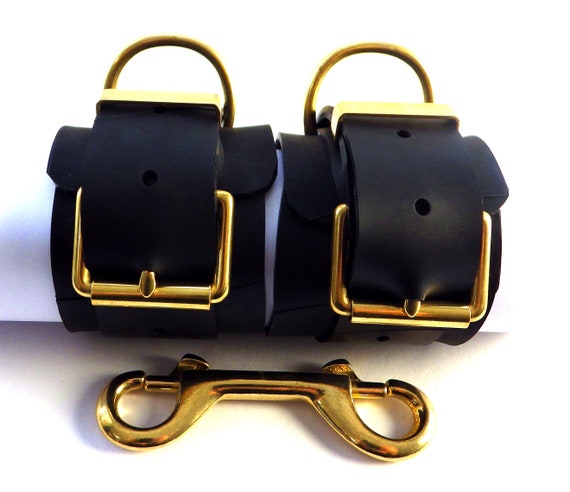 Pull Up Leather Buckle and Cuff Strap Set 2mm thick Brass or Nickle Finish