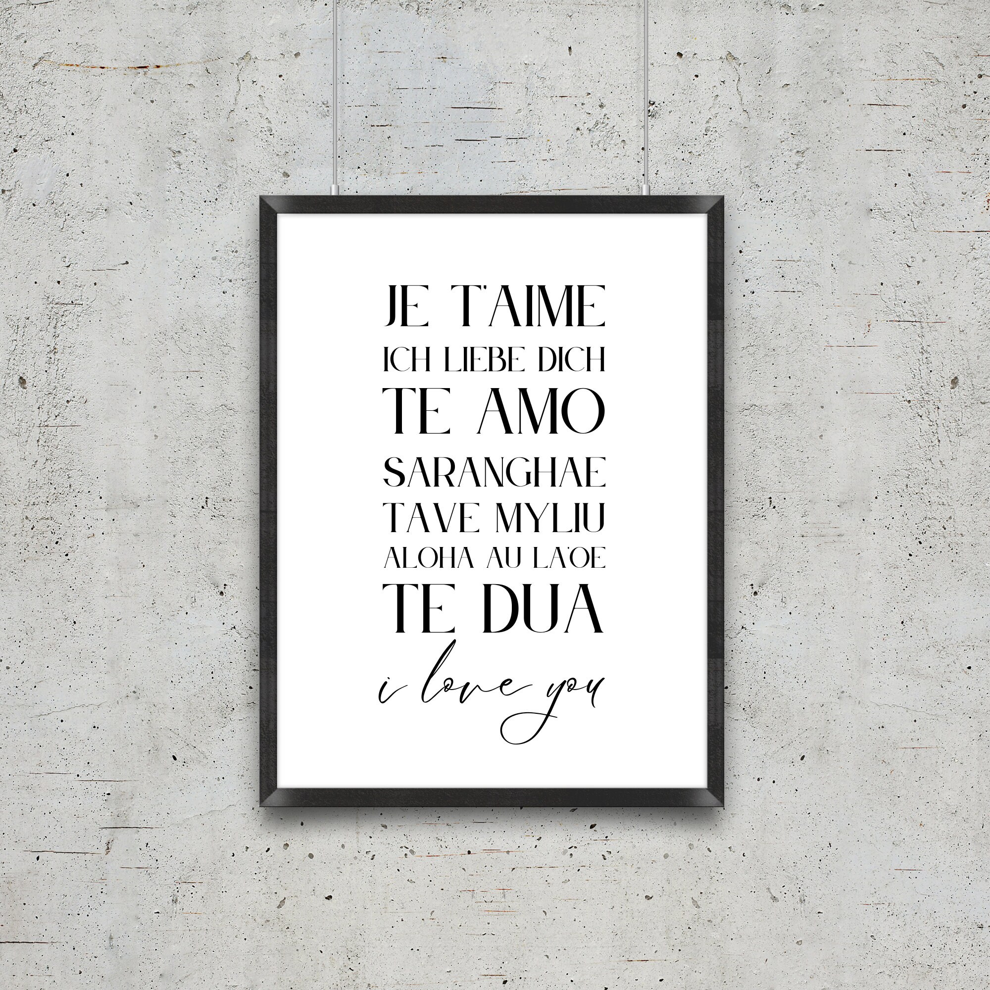 I Love You Print - Multiple Languages // Digital Download // Valentine ...
