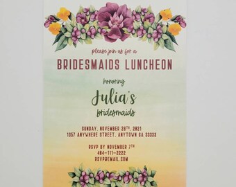 bridesmaids luncheon invitation, invitation, bridal luncheon