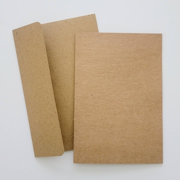 pack of 10 blank cards with envelopes, 5.5in x 8 in blank cards, handmade kraft card set