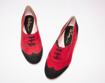 Lindy hop shoes red black with laces size 38