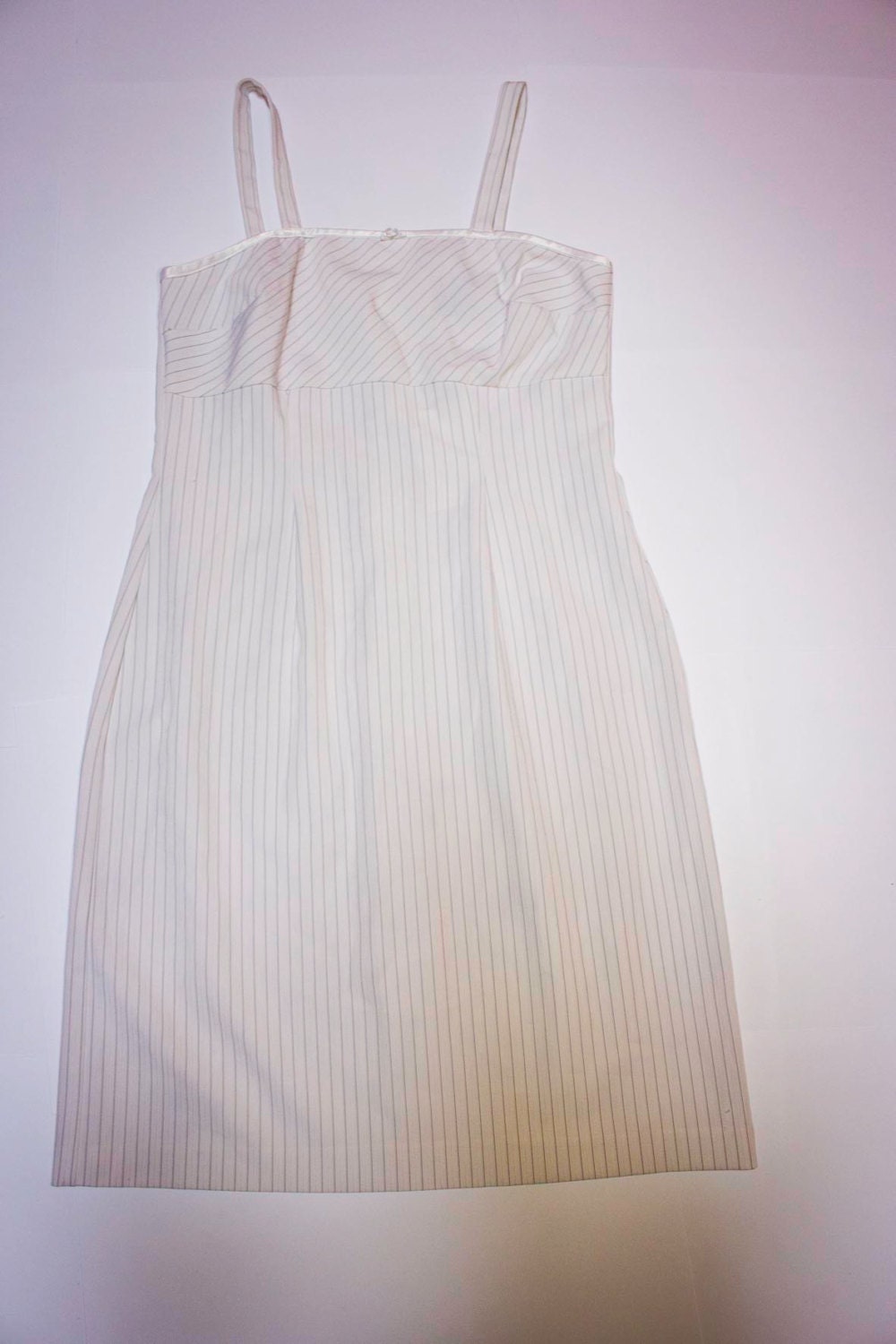 white pinstripe dress