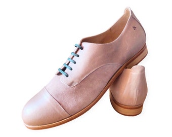 Lindy hop shoes in beige leather for men size 42