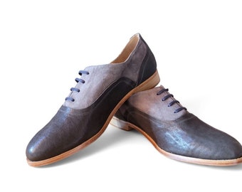 Lindy hop shoes in gray leather for men