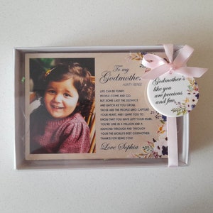 Godparent Gift | Godparent Photo Block | Godmother Gift | Godfather Gift | Godparent thank you gift | Gift boxed
