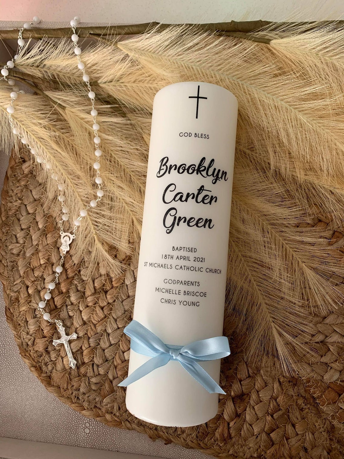 Baptism Candle Christening Candle Personalised Foil Baptism Etsy