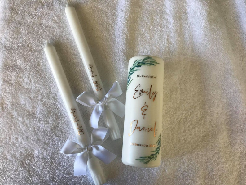 Unity Ceremony no plastic or paper wraps Unity Candle any design Wedding Candle and taper set Wedding candle,
