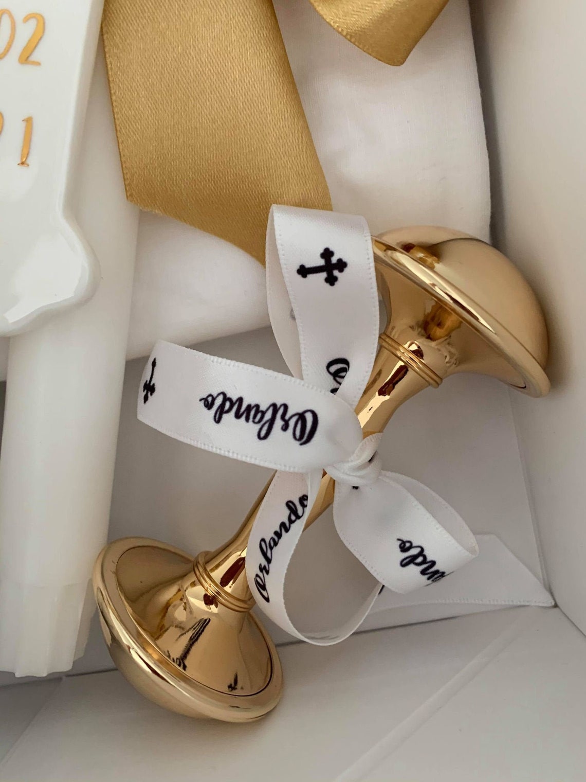 Gold Plated Baby Rattle With FREE Personalised Ribbon Etsy