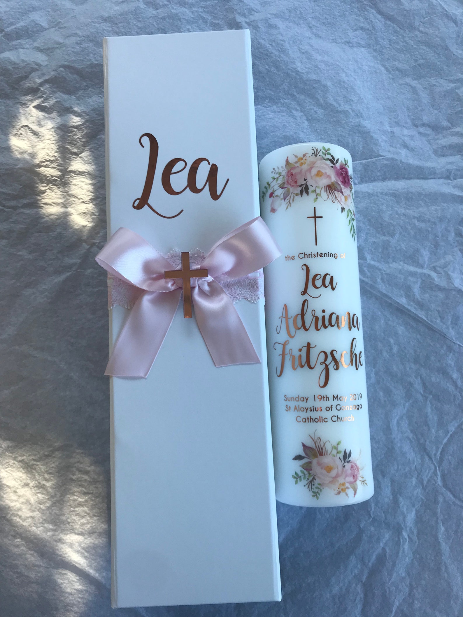 Christening Baptism Candle and Keepsake Box Grande Upgrade Etsy