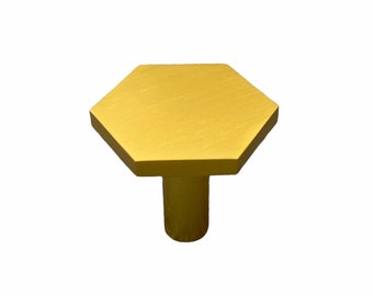 Gold Brass Hexagon Bronze Cabinet Drawer Handles Pulls Knobs Hardware - Large Size Long Base - SHIPS FROM USA