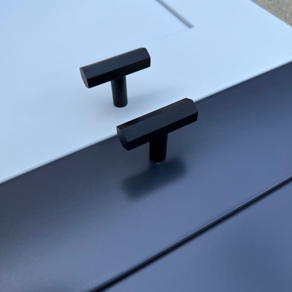 Noir laiton hexagone Bronze T barre armoire tiroir poignées tire boutons matériel - navires des USA - moderne mat commode Unique vanité