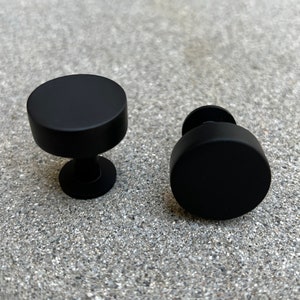 Black Brass Modern Round Circle Cabinet Drawer Handles Pulls Knobs Hardware - SHIPS FROM USA - Sleek Unique Matte Dresser