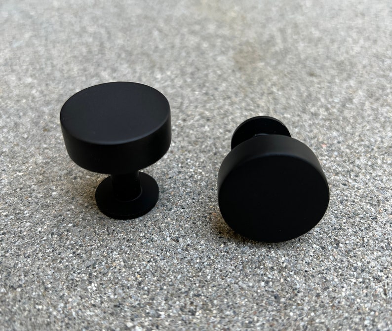 Round Black Matte Knobs Brass Aluminum for Dresser Cabinets Drawers Vanity Hardware