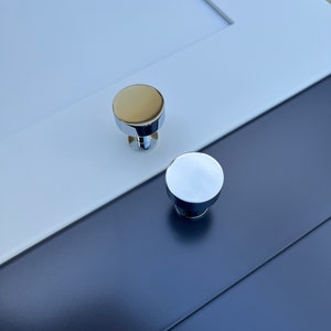 Silver Chrome Brass Modern Round Circle Cabinet Drawer Handles Pulls Knobs Hardware - SHIPS FROM USA - Sleek Unique Shiny Dresser Kitchen
