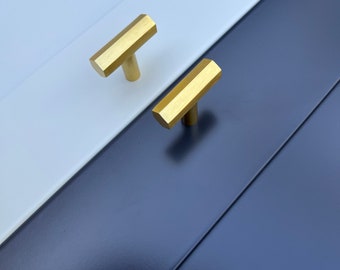 Maniglie per cassetti con barra a T in ottone dorato esagonale in bronzo, pomelli e tiranti Hardware - NAVI DAGLI USA