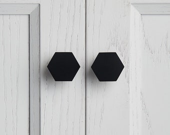 Black Brass Hexagon Bronze Cabinet Drawer Handles Pulls Knobs Hardware - SHIPS FROM USA - Modern Unique Matte Dresser