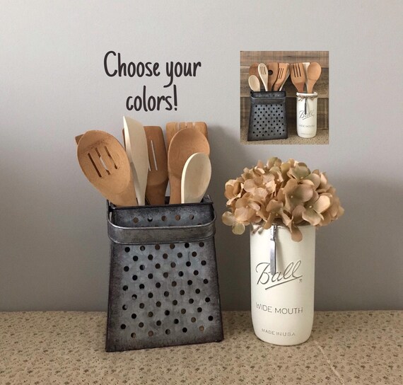 Rustic Kitchen Decor Utensil Holder Farmhouse Decor Kitchen Etsy
