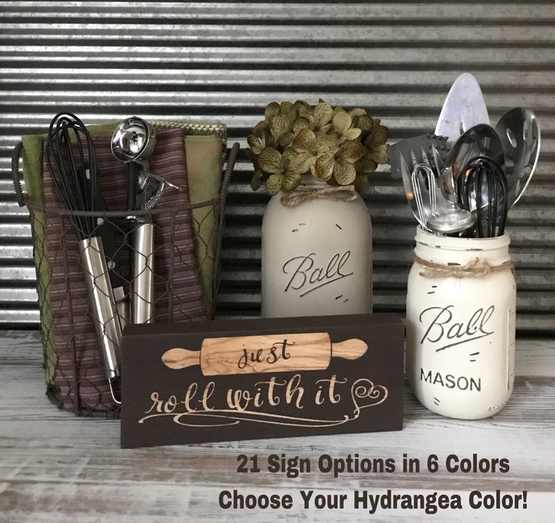 Rustic Kitchen Decor Mason Jar Shelf Farmhouse Image 0