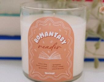 Romantasy Reader 8.5oz Candle | Peach, magnolia, green meadows | Reader gift | Bookish Merch