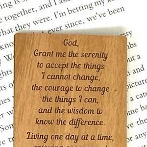 Serenity Prayer Wood-Engraved Bookmark - CURSIVE Font - Serenity Prayer Gifts - Sobriety Birthday Gifts - Sobriety Anniversary Gifts