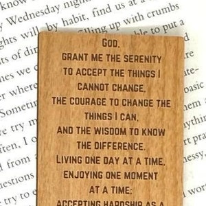 Serenity Prayer Wood-Engraved Bookmark - Bold Font - Serenity Prayer Gifts - Sobriety Birthday Gifts - Sobriety Anniversary Gifts
